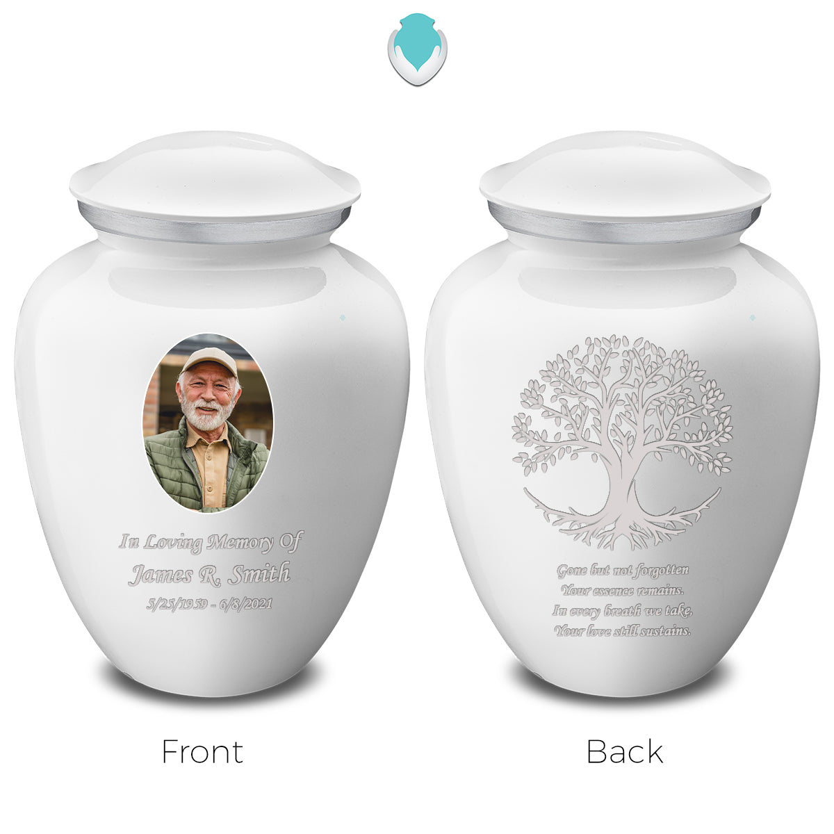 Medium Embrace White Portrait with Tree of Life Cremation Urn