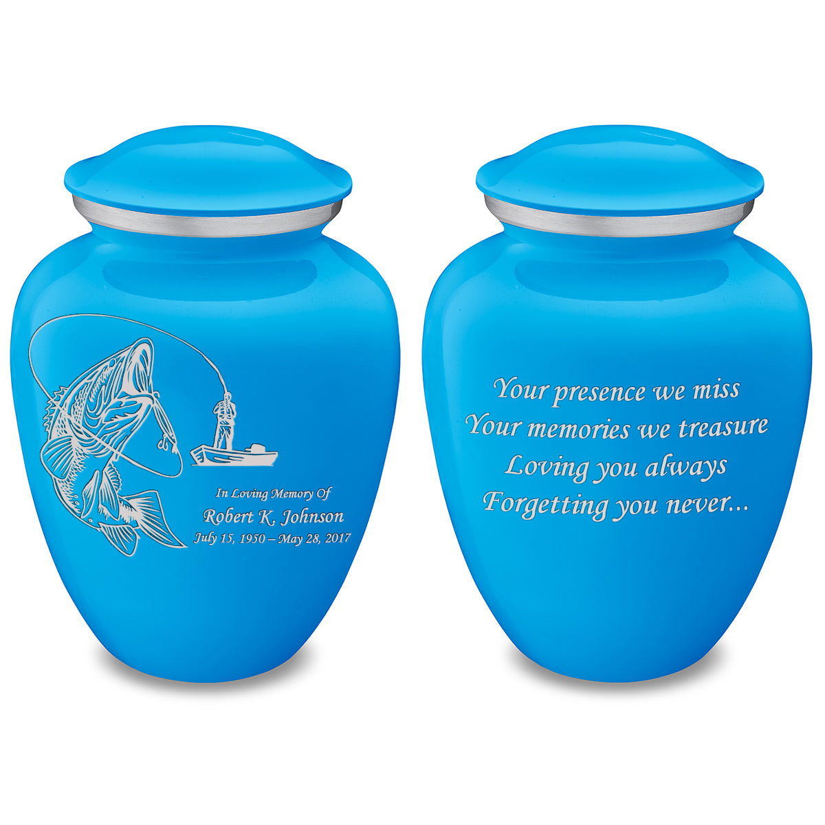 Adult Embrace Racing Blue Fishing Cremation Urn