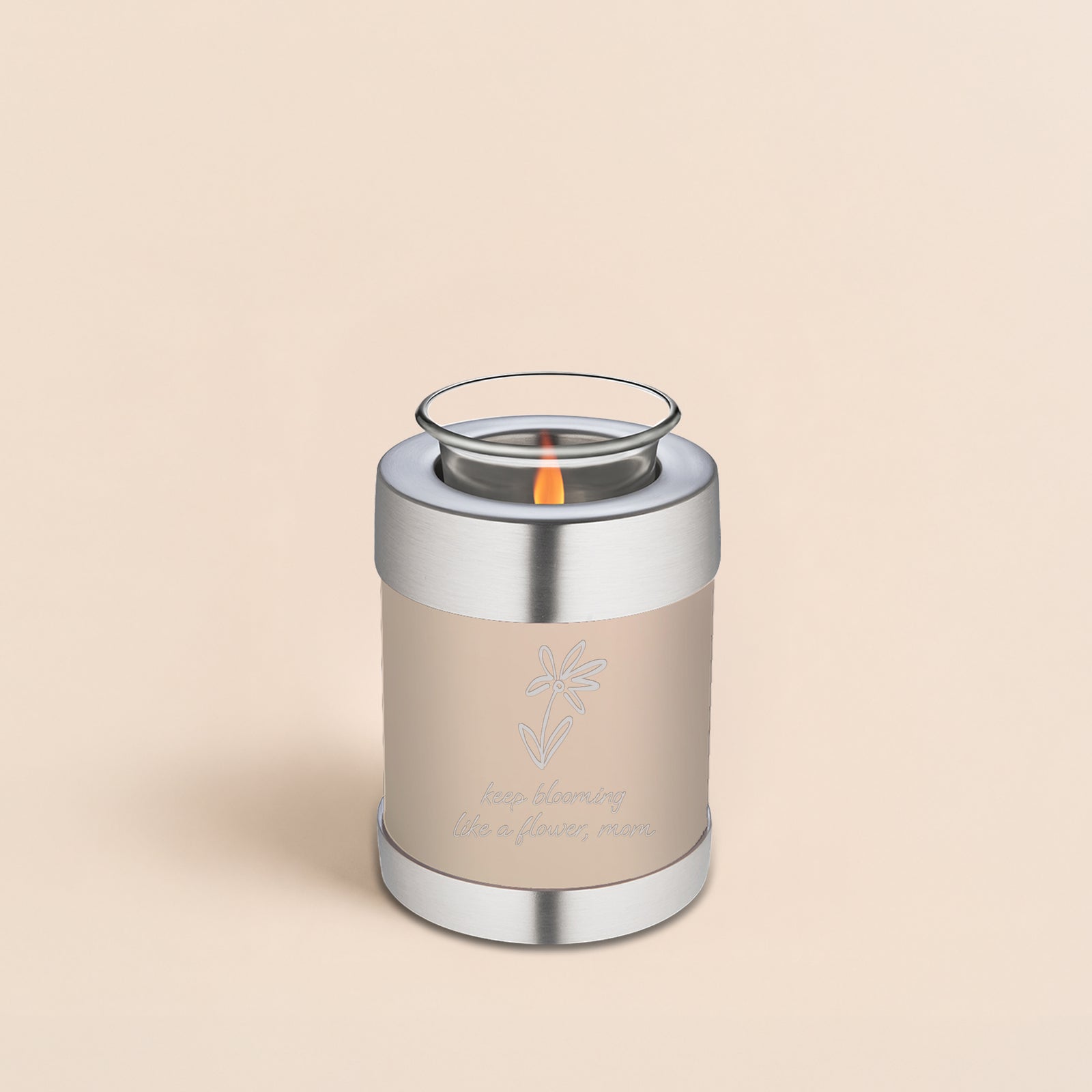 Candle Holder Embrace Cream Handwritten Cremation Urn