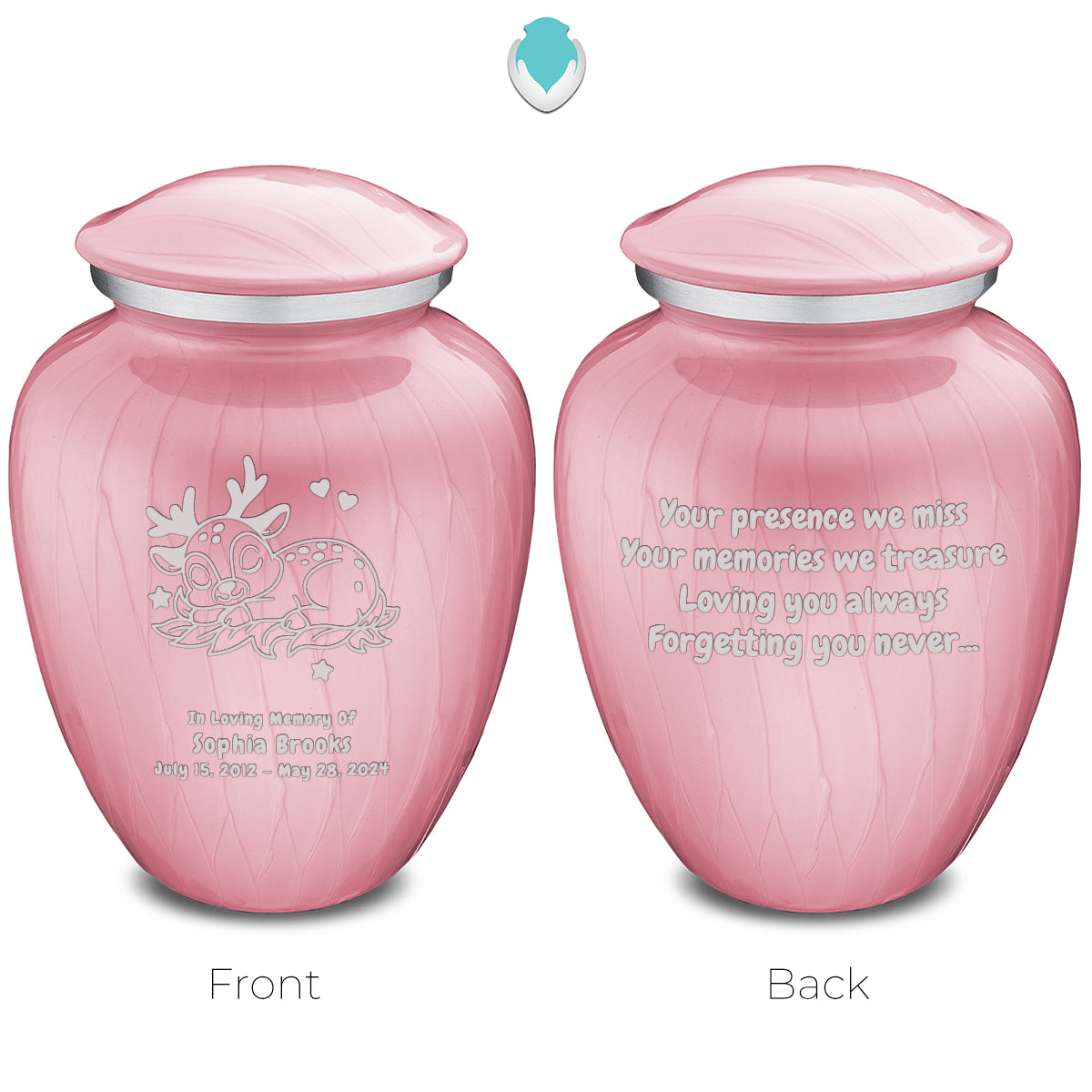 Medium Embrace Pearl Light Pink Baby Deer Cremation Urn