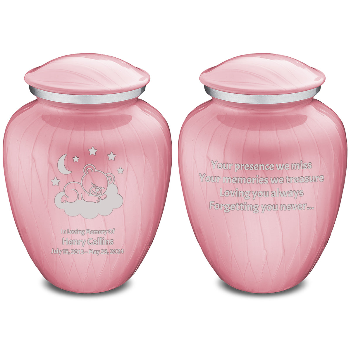 Medium Embrace Pearl Light Pink Sleeping Teddy Cremation Urn