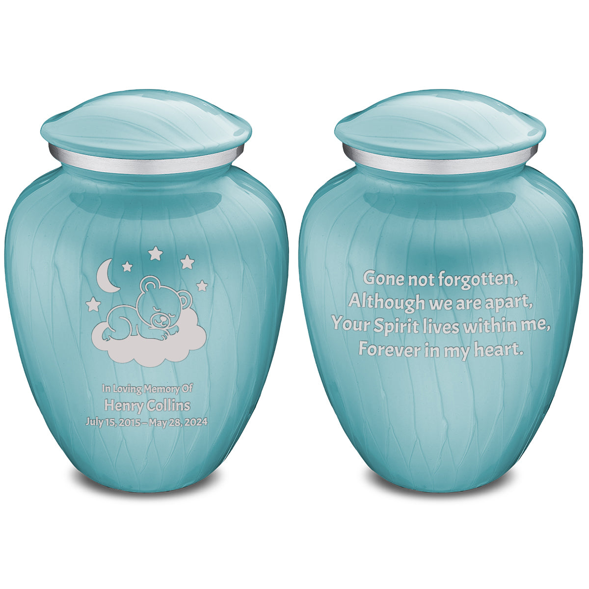 Medium Embrace Pearl Light Blue Sleeping Teddy Cremation Urn