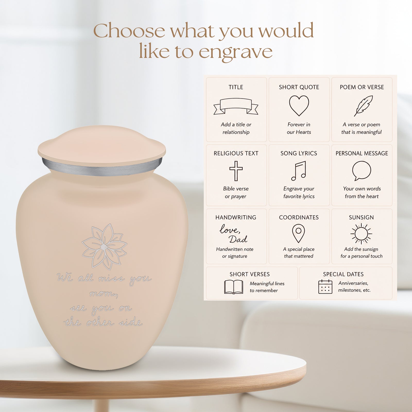 Adult Embrace Handwritten Memorial Cremation Urn