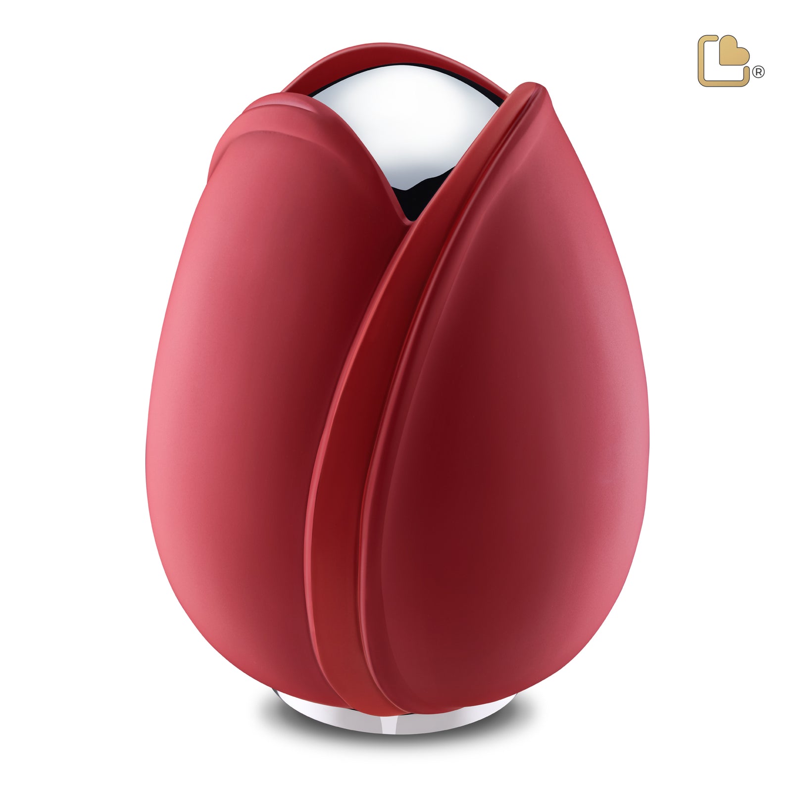Tulip Standard Adult Urn Red & Polished Silver