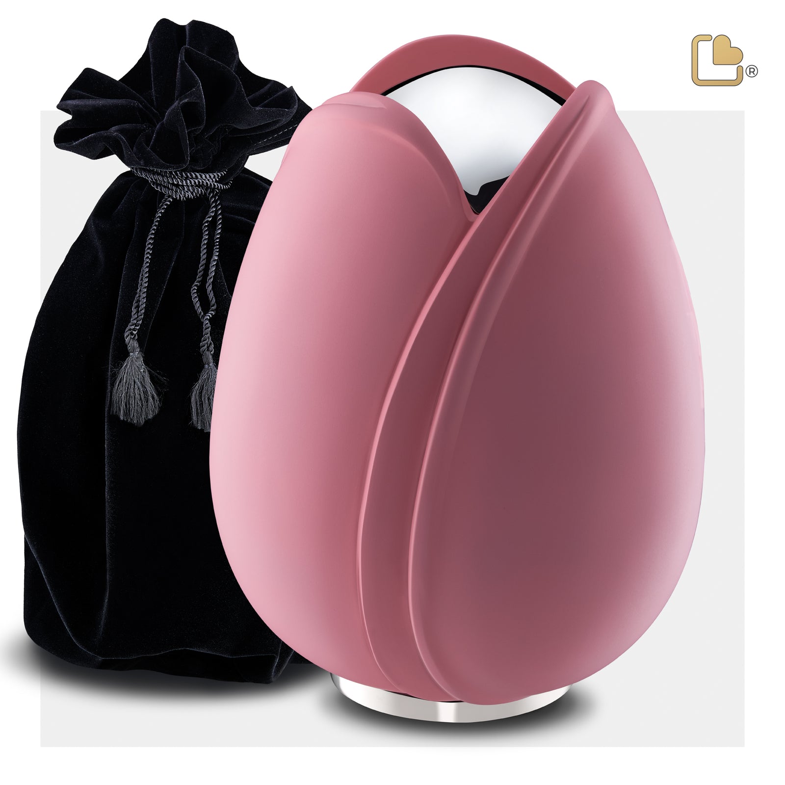 Tulip Standard Adult Urn Pink & Polished Silver