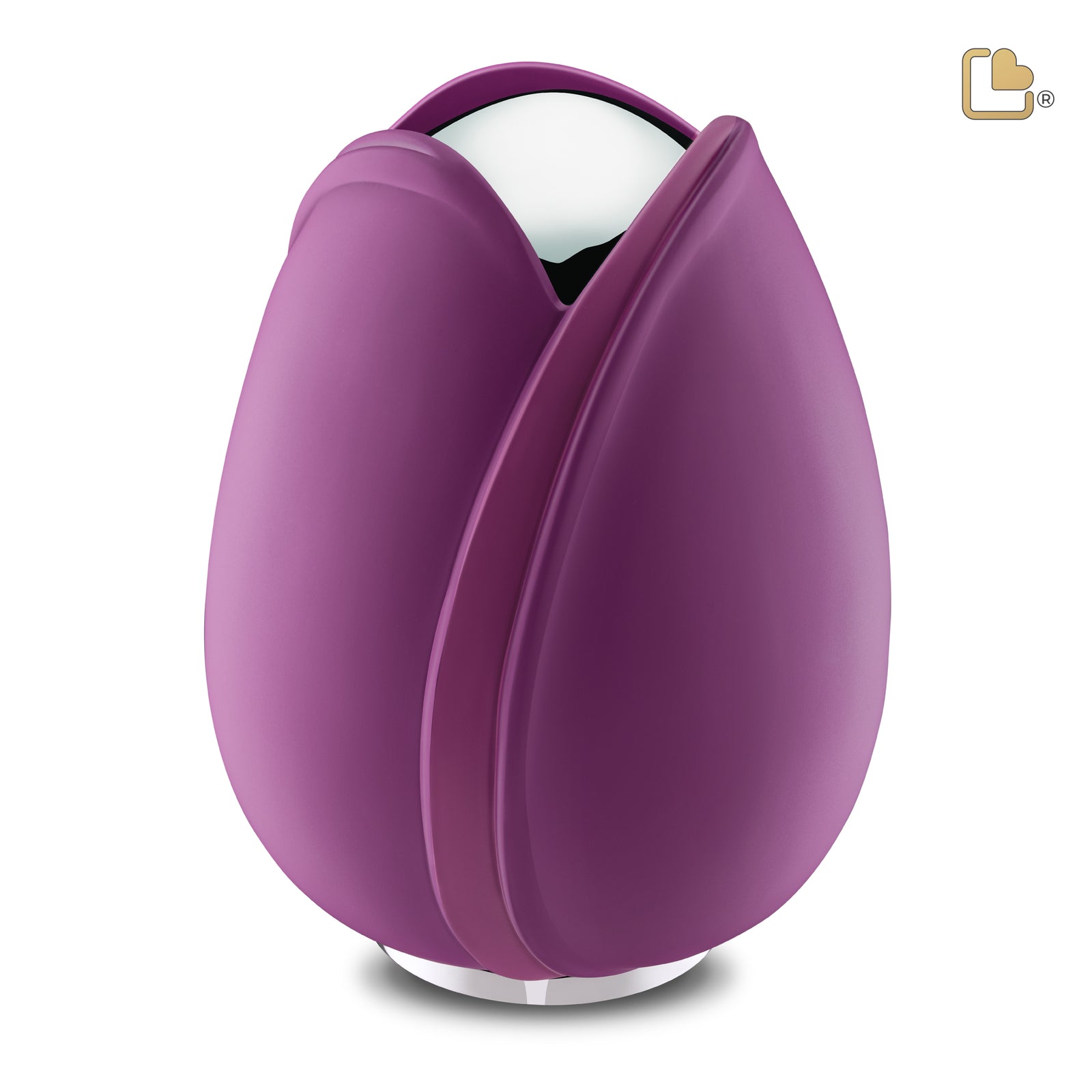 Tulip Standard Adult Urn Purple & Polished Silver