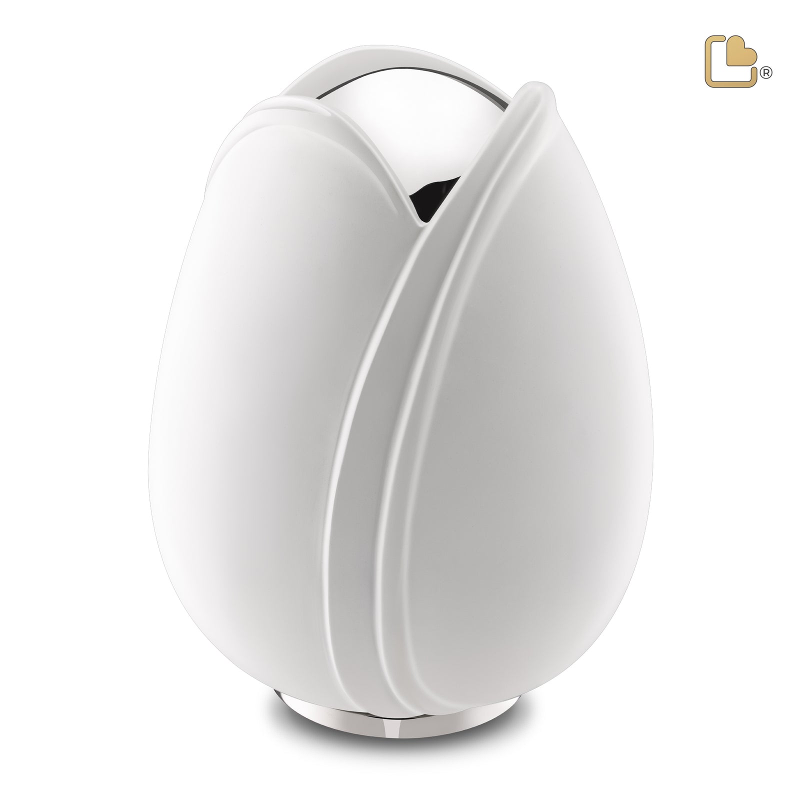 Tulip Standard Adult Urn White & Polished Silver