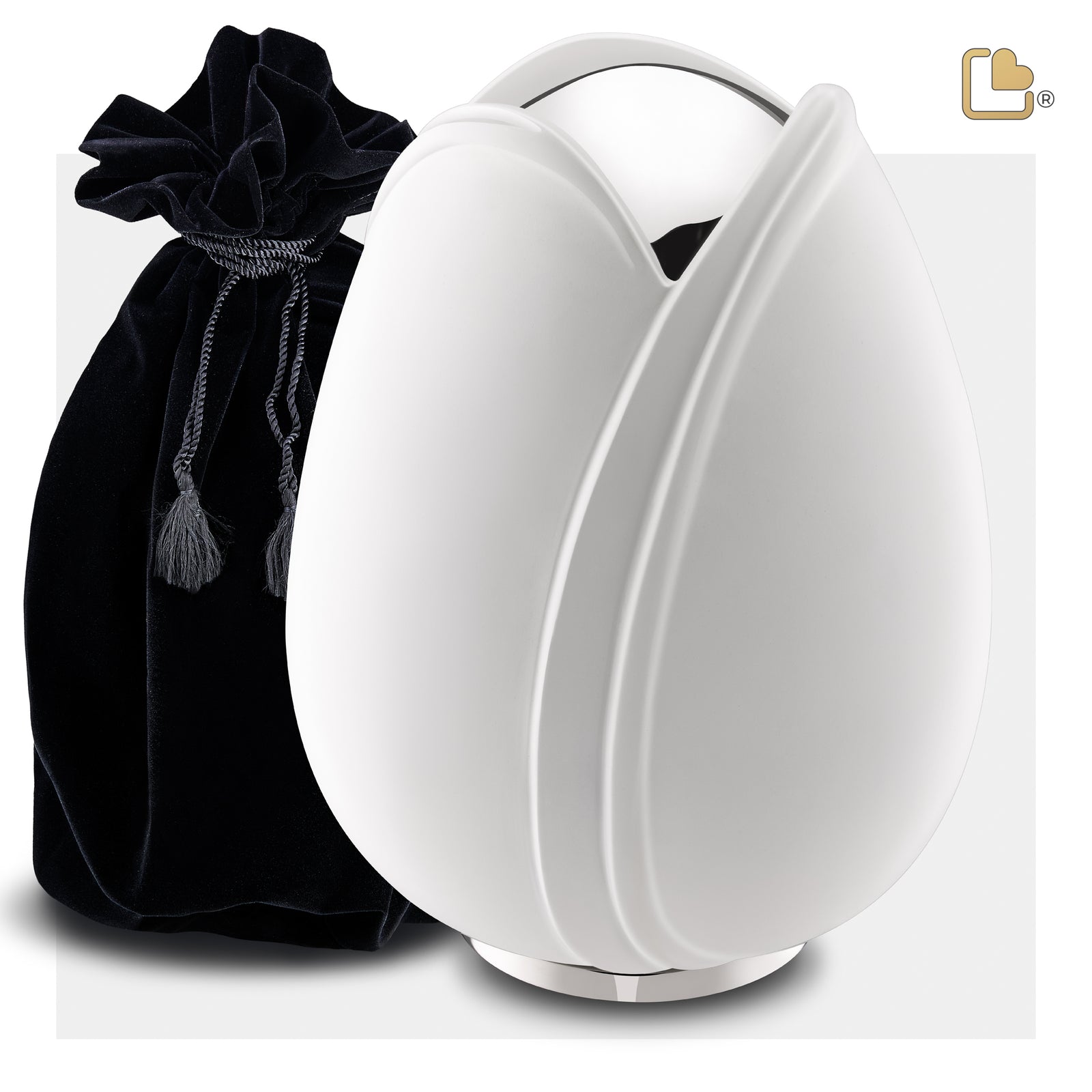 Tulip Standard Adult Urn White & Polished Silver