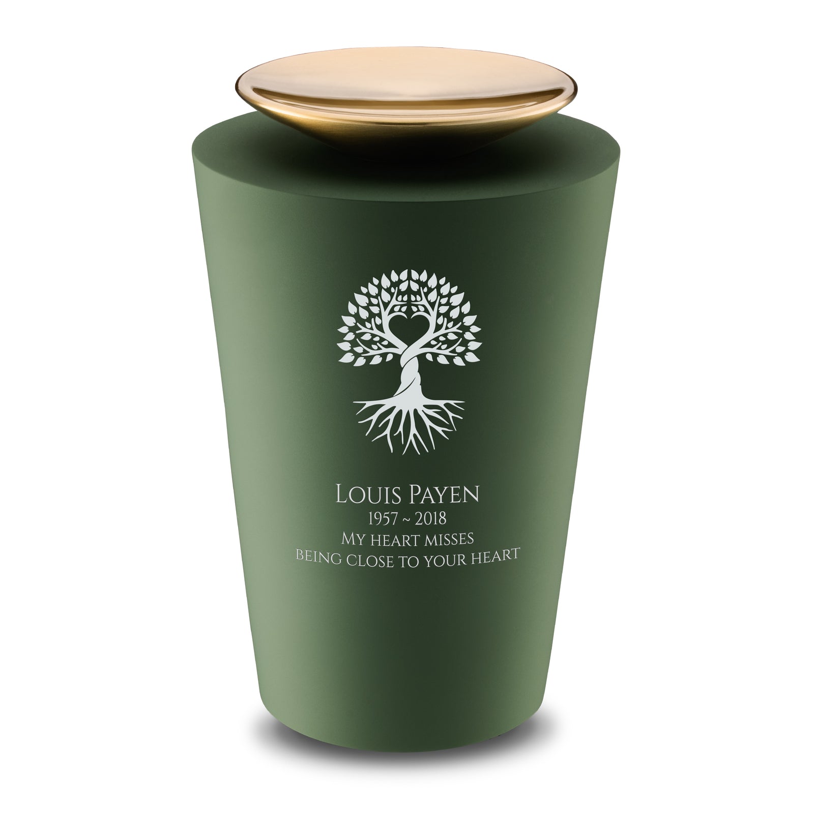 Crescent Tall Standard Adult Urn Sage Green & Brushed Gold