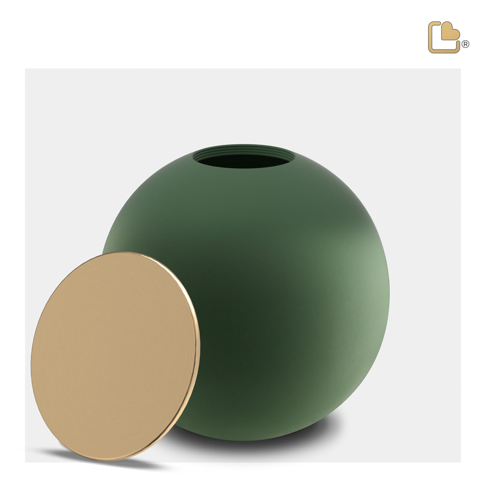 Crescent Sphere Standard Adult Urn Sage Green & Brushed Gold