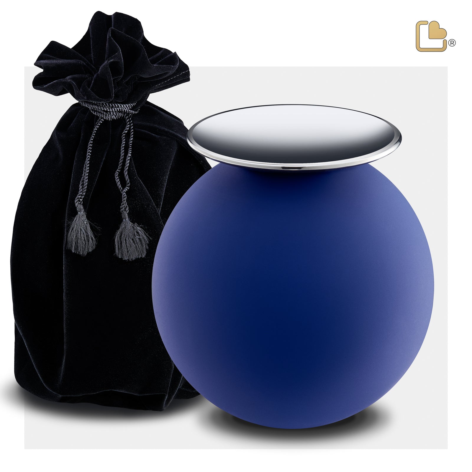 Crescent Sphere Standard Adult Urn Navy & Polished Silver