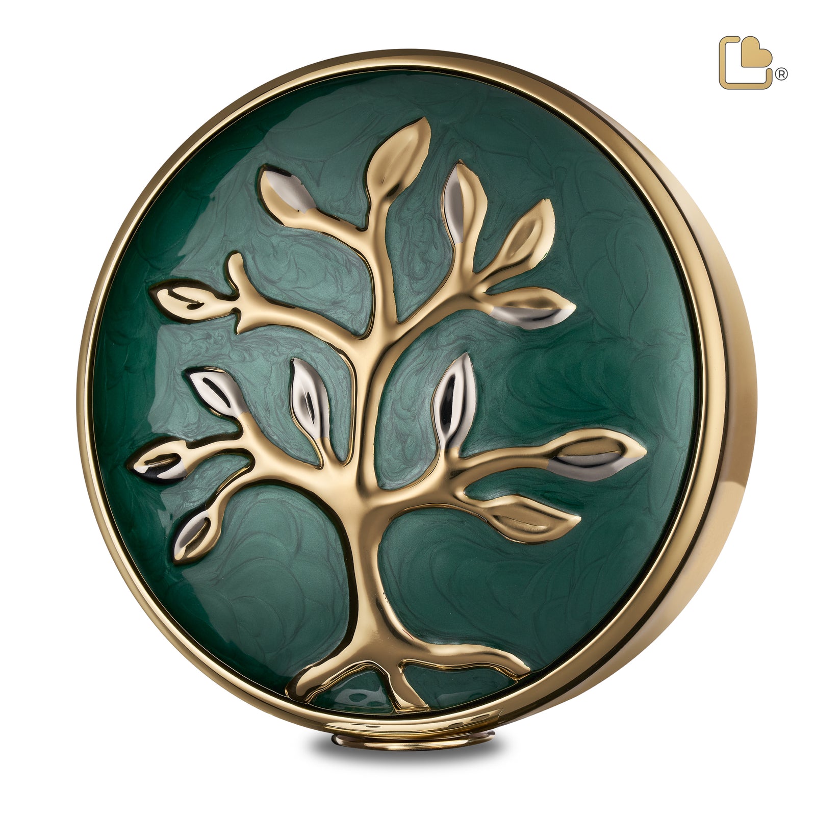 Tree of Love Standard Adult Urn Pearl Green & Polished Gold