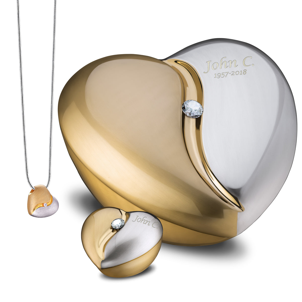 HeartFelt Keepsake Urn Brushed Gold With Crystal