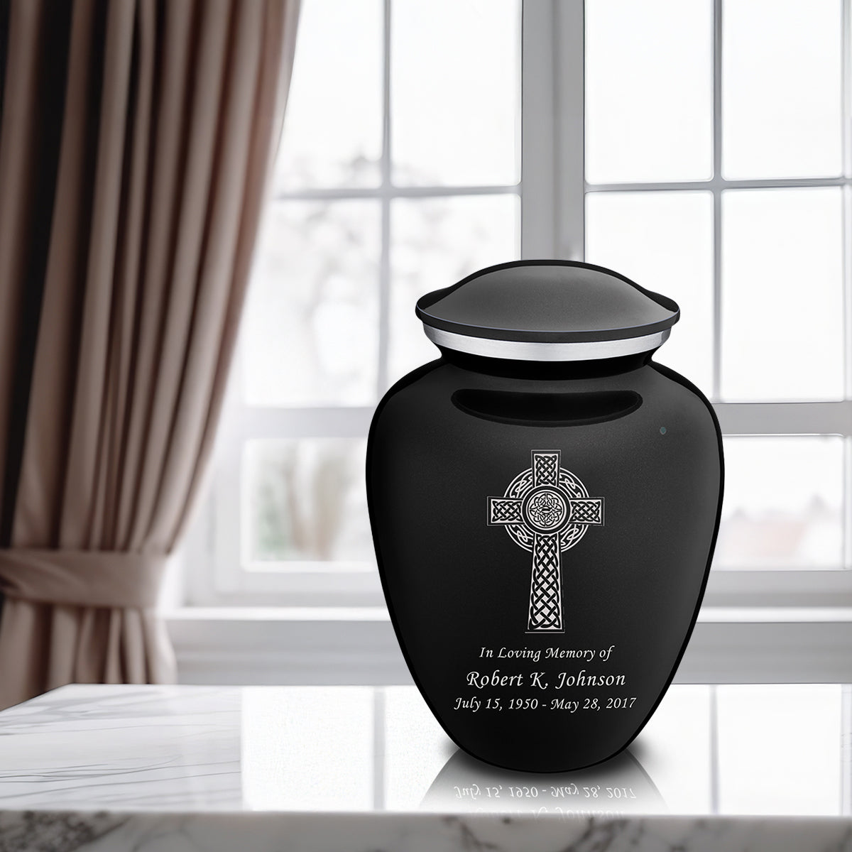 Adult Embrace Black Celtic Cross Cremation Urn