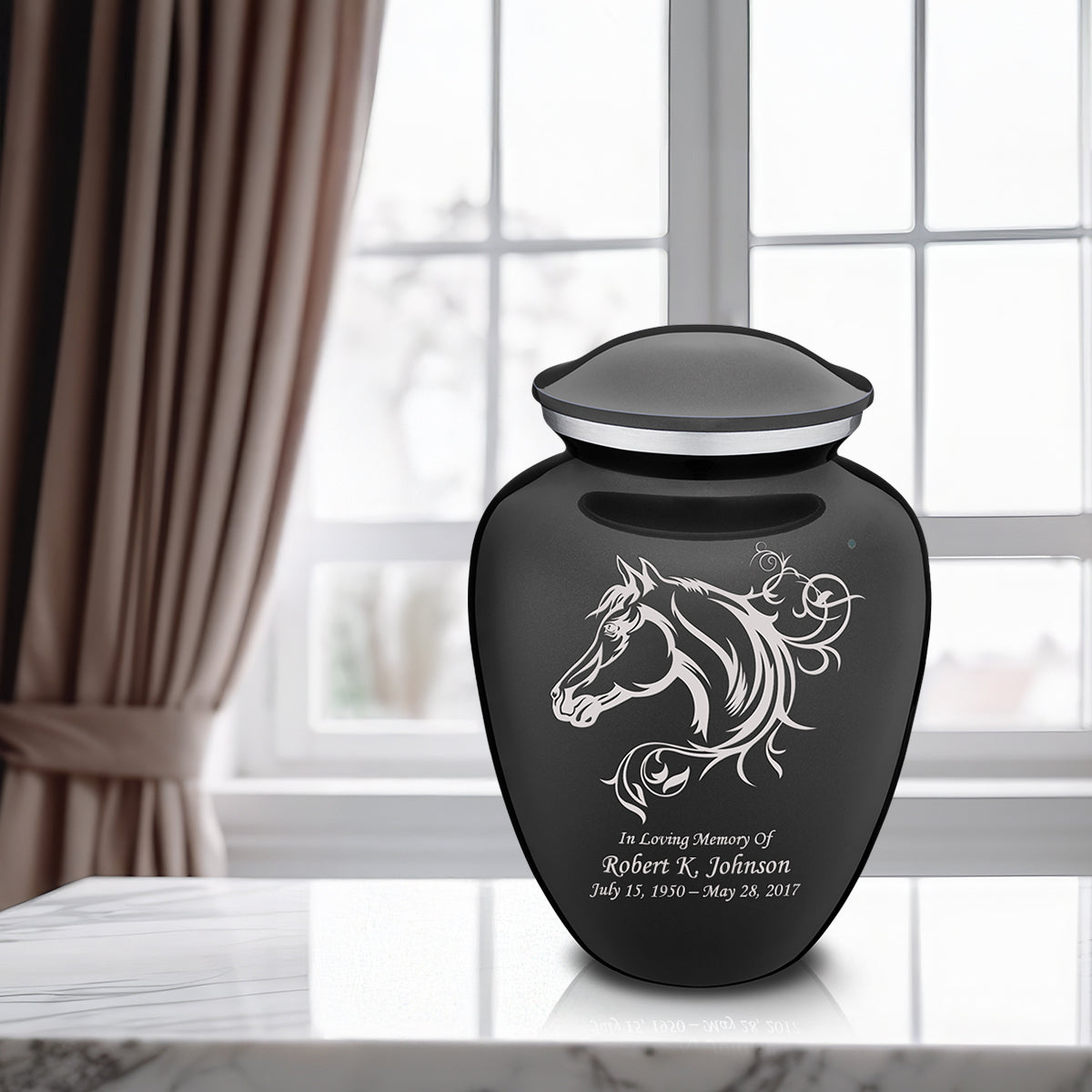 Adult Embrace Charcoal Horse Cremation Urn
