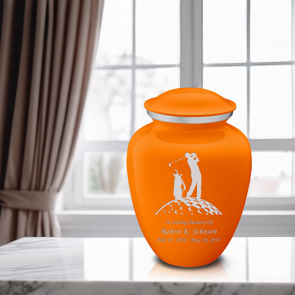 Adult Embrace Burnt Orange Golfer Cremation Urn