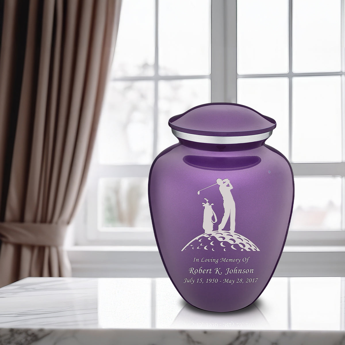Adult Embrace Purple Golfer Cremation Urn