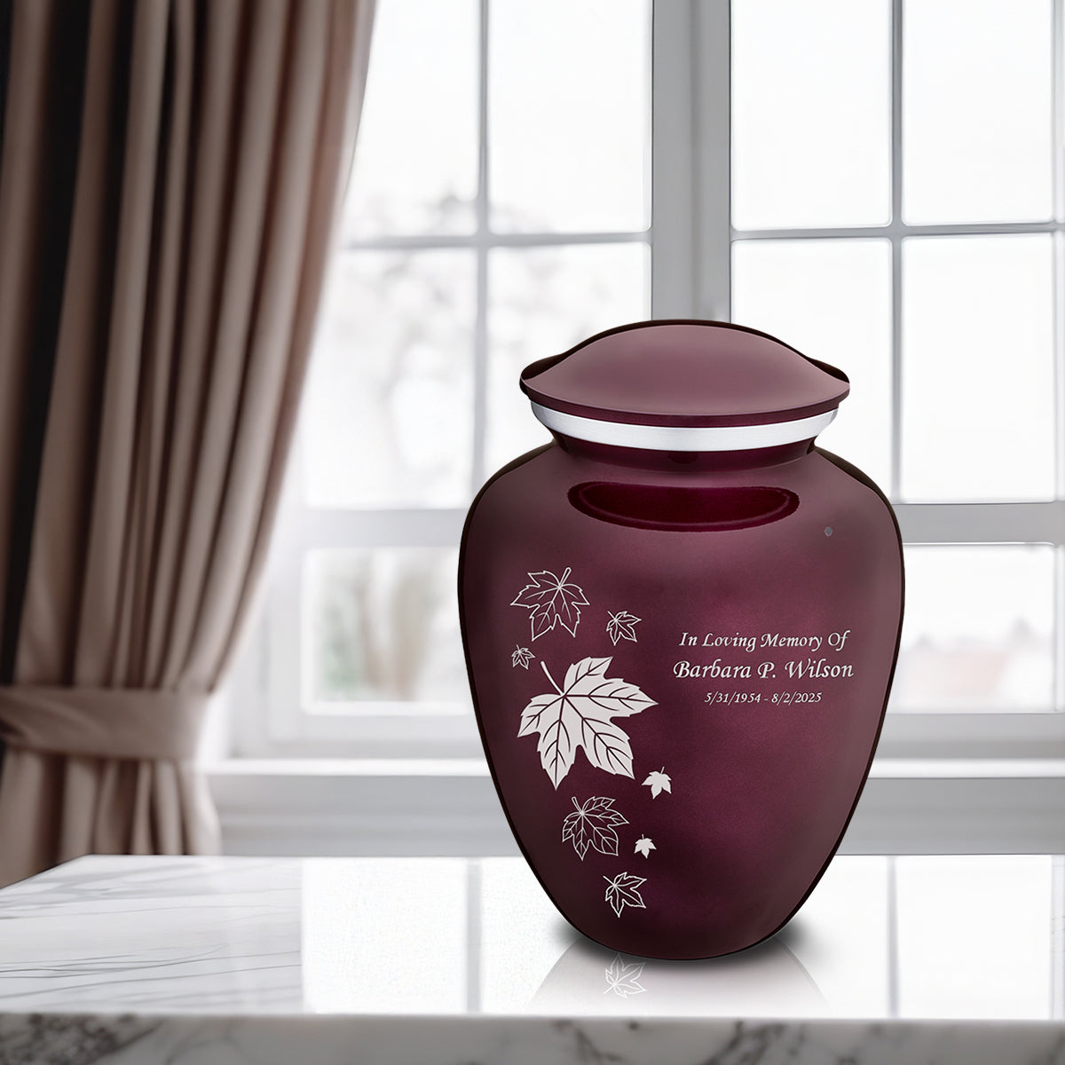 Adult Embrace Cherry Purple Falling Leaves Cremation Urn