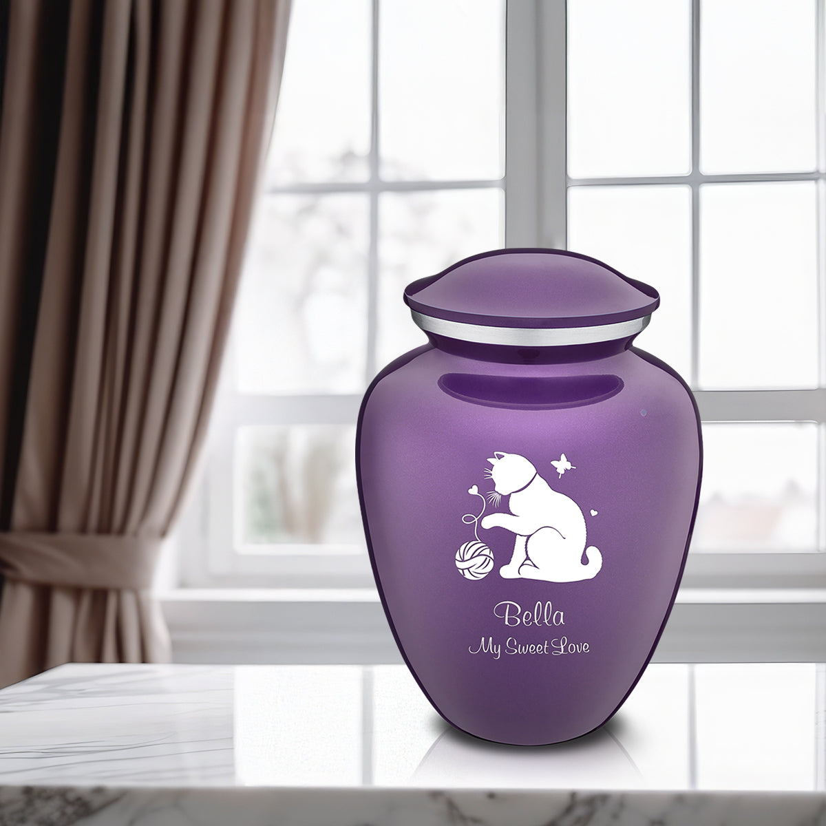 Large Embrace Purple Pet Fun Cat Cremation Urn