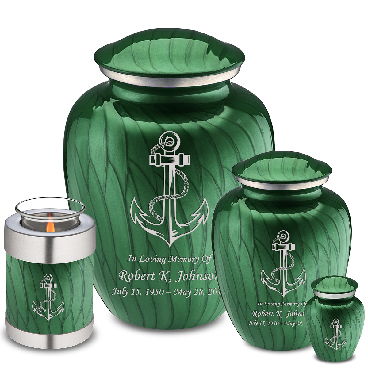 Medium Embrace Pearl Green Anchor Cremation Urn
