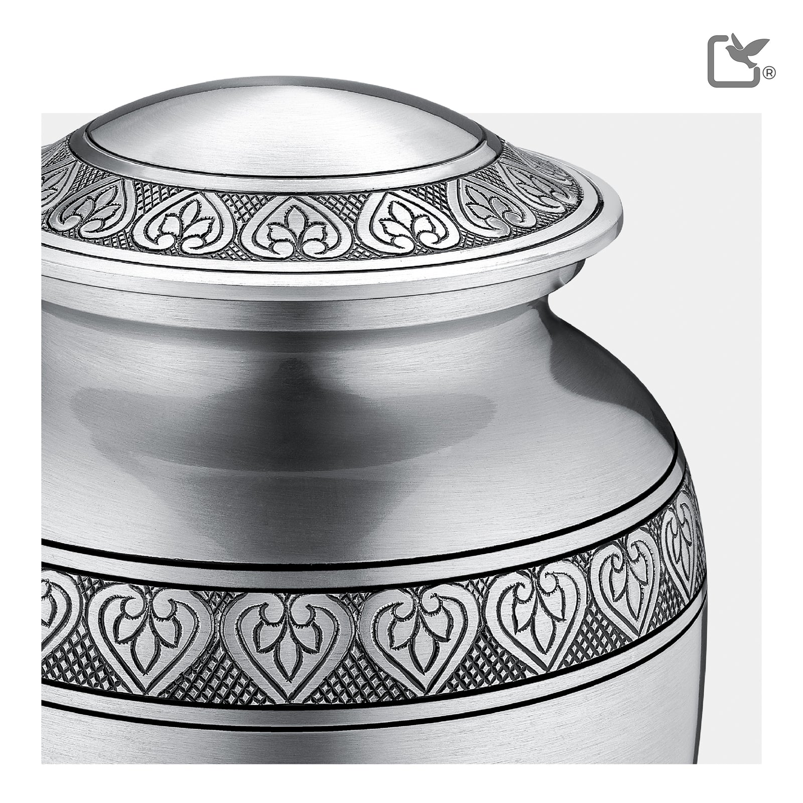 Adult Classic Pewter Portrait Cremation Urn - COMFORT by LoveUrns