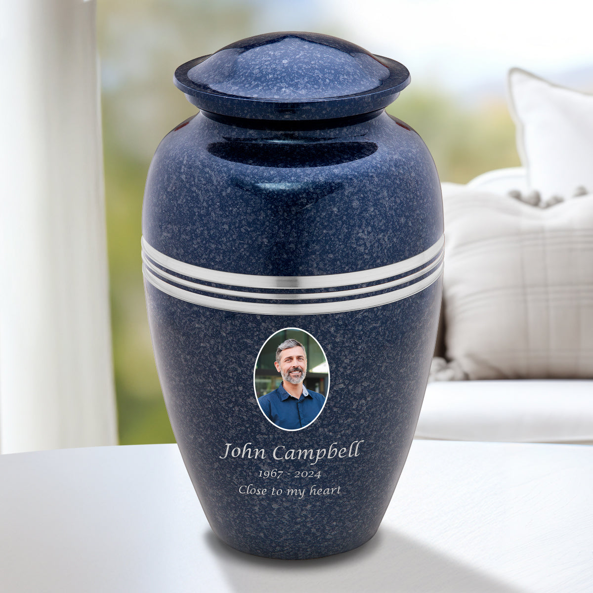 Adult Speckled Indigo Portrait Cremation Urn