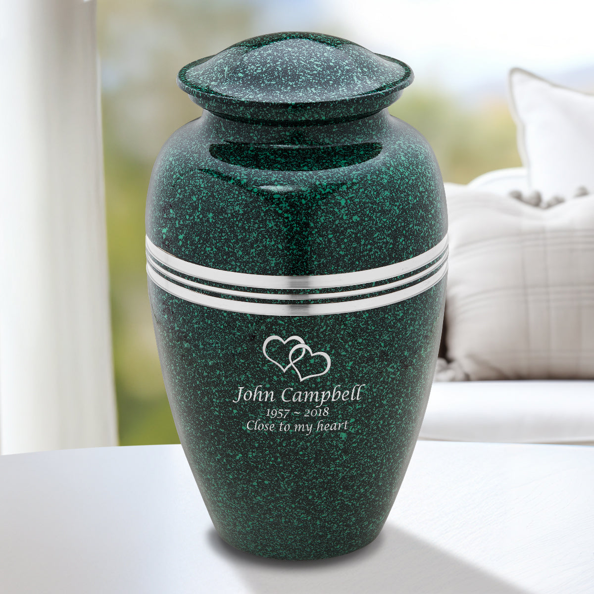 Adult Speckled Emerald Cremation Urn - COMFORT by LoveUrns