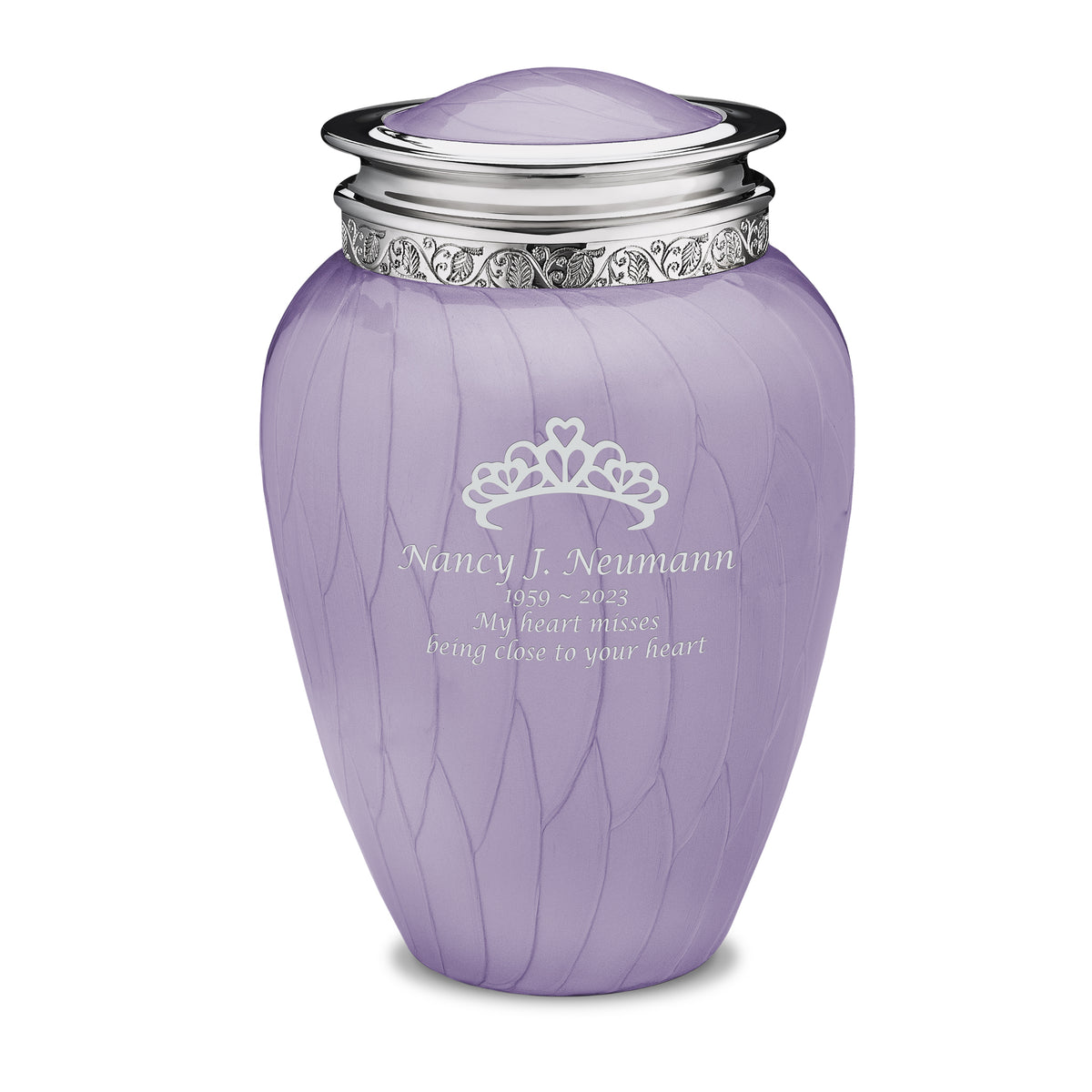 Adult Blessing Pearl Lavender Silver Cremation Urn