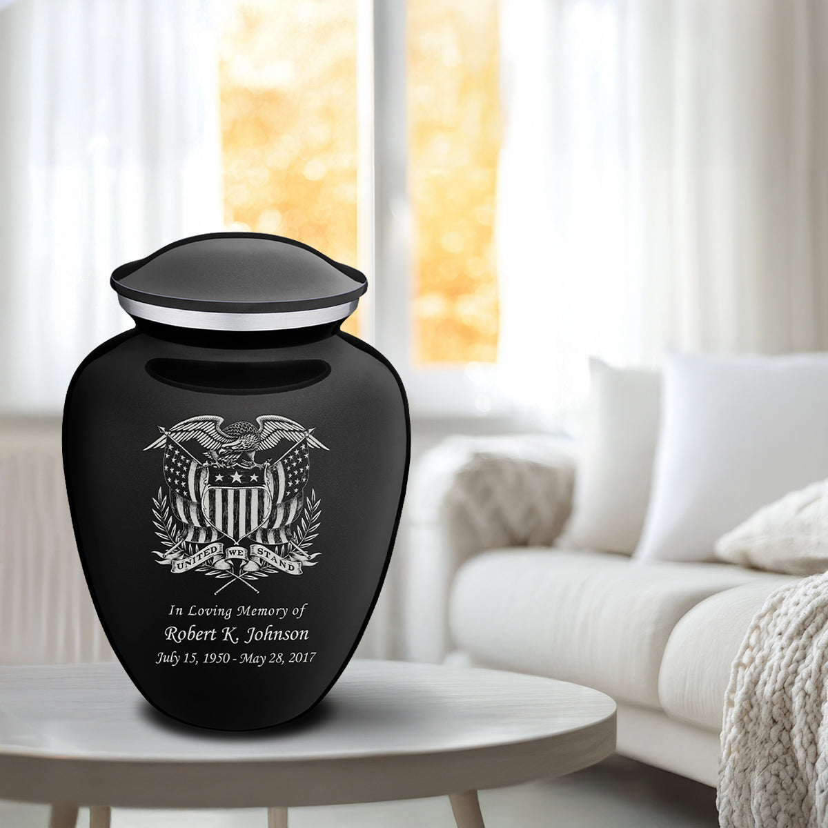 Adult Embrace Black American Glory Cremation Urn