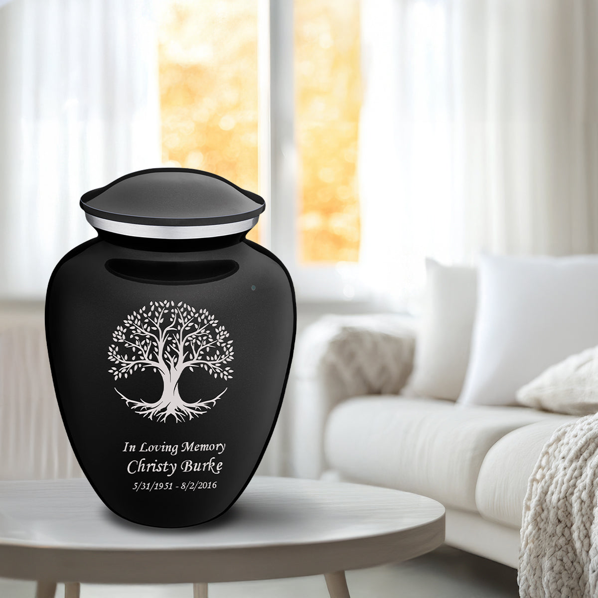 Adult Embrace Black Tree of Life Cremation Urn