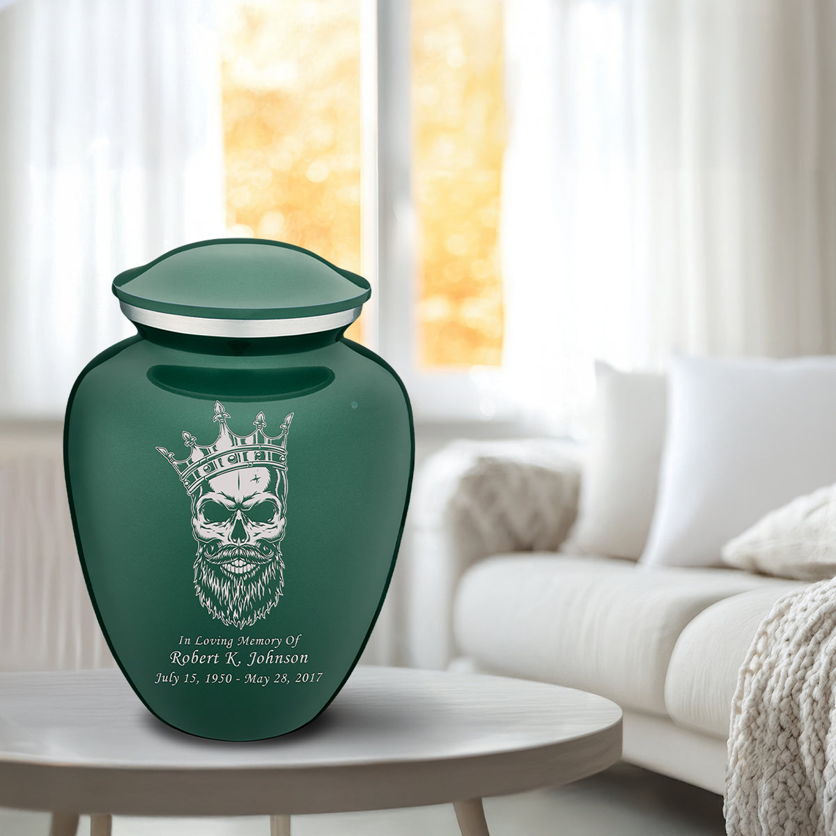 Adult Embrace Green Skull Cremation Urn