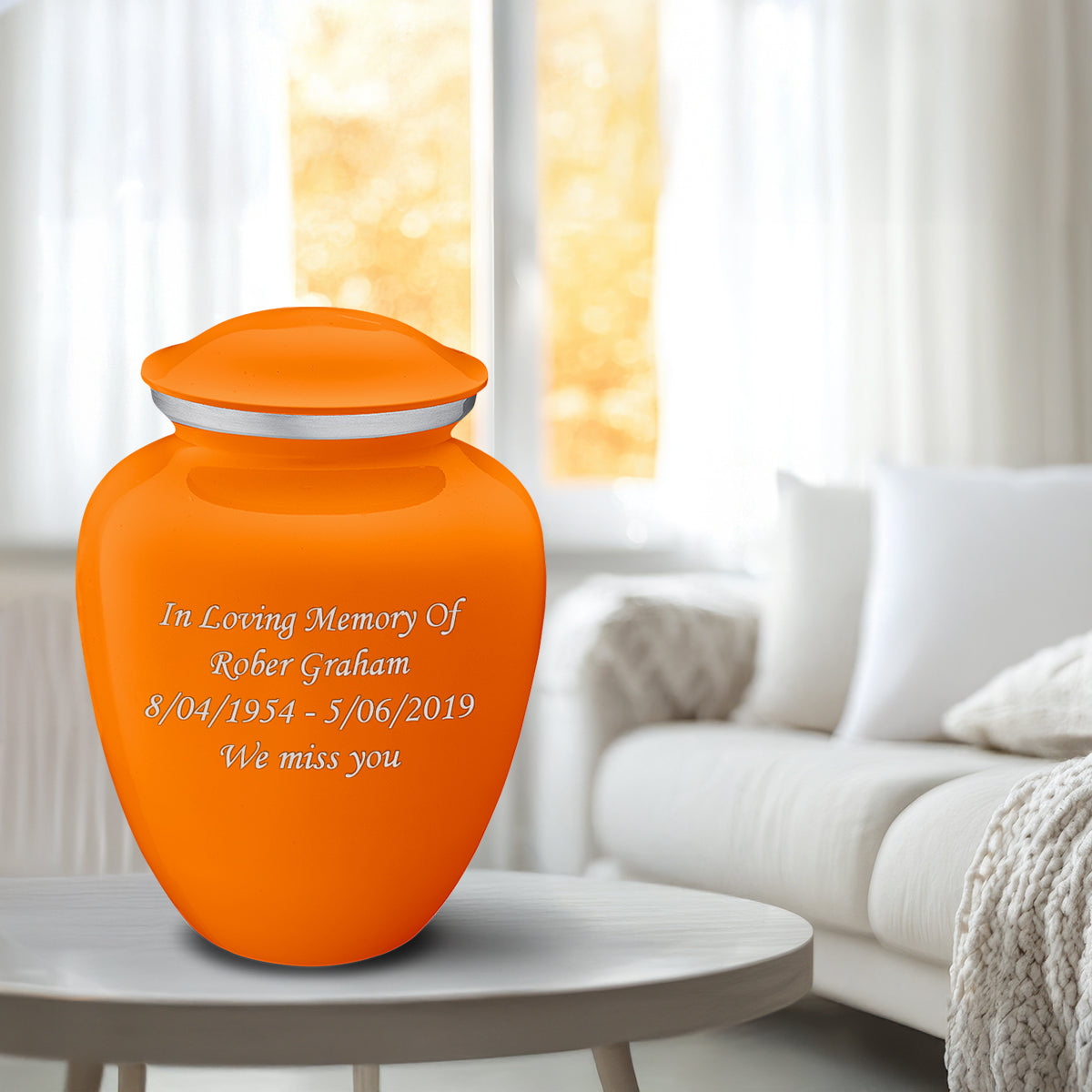 Adult Embrace Burnt Orange Custom Engraved Cremation Urn