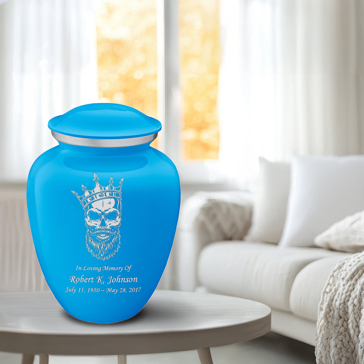 Adult Embrace Racing Blue Skull Cremation Urn