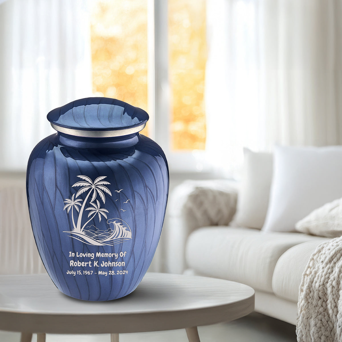 Adult Embrace Pearl Cobalt Blue Palm Beach Cremation Urn