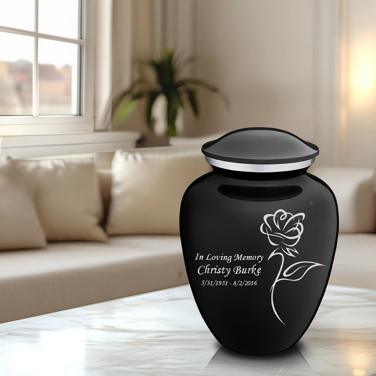 Adult Embrace Black Rose Cremation Urn