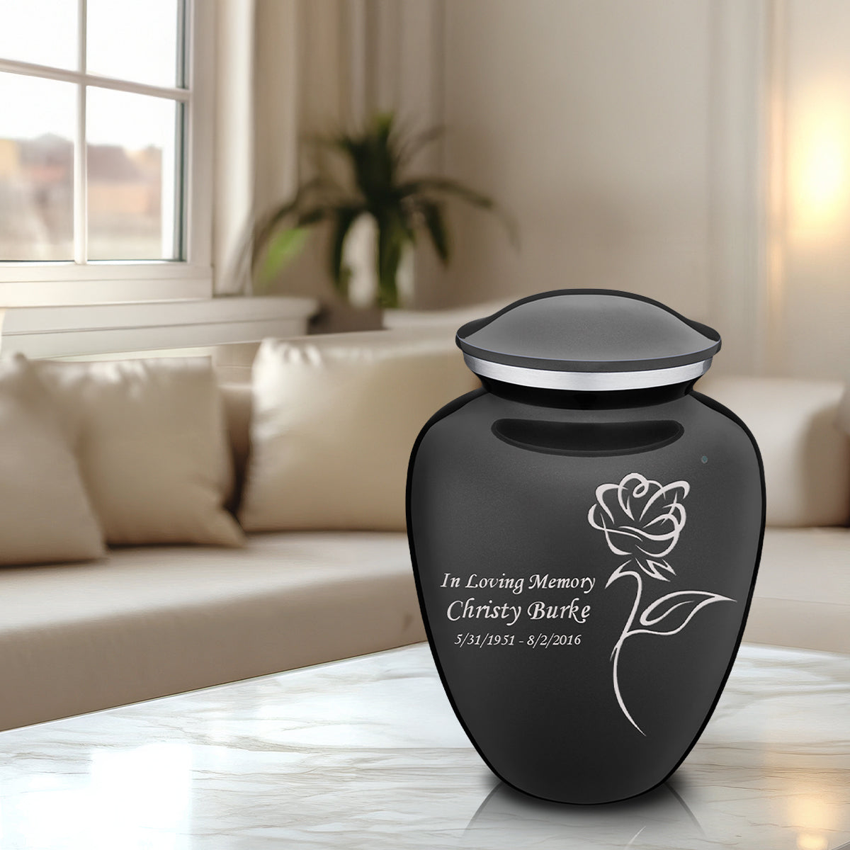 Adult Embrace Charcoal Rose Cremation Urn