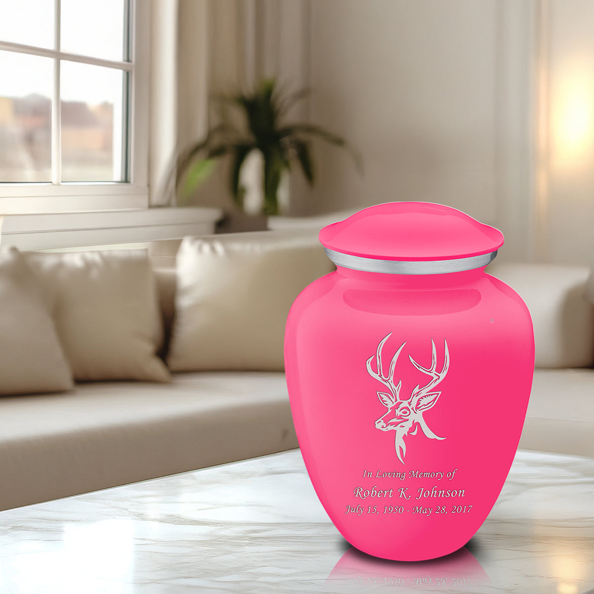Adult Embrace Bright Pink Deer Cremation Urn