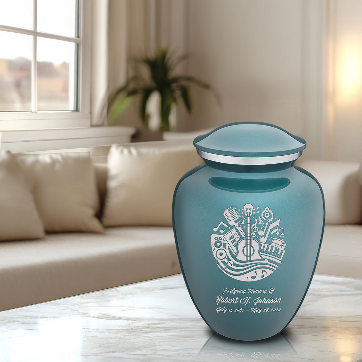 Adult Embrace Teal Music Cremation Urn