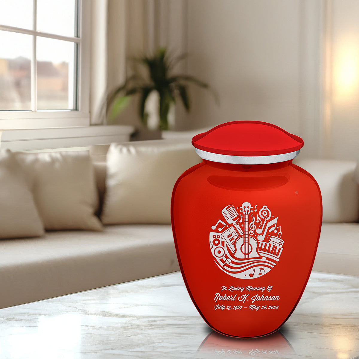 Adult Embrace Bright Red Music Cremation Urn