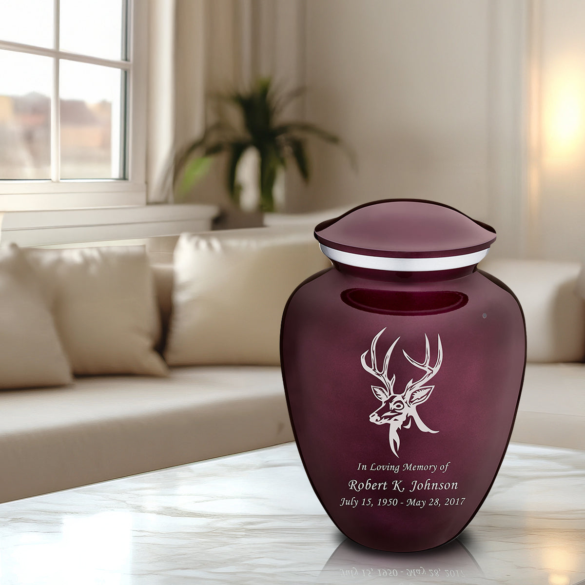 Adult Embrace Cherry Purple Deer Cremation Urn