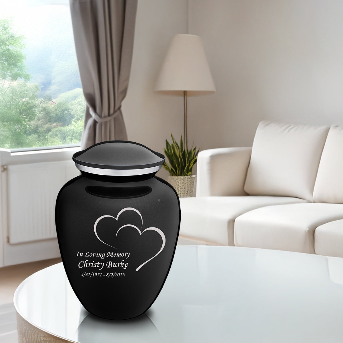 Adult Embrace Black Hearts Cremation Urn