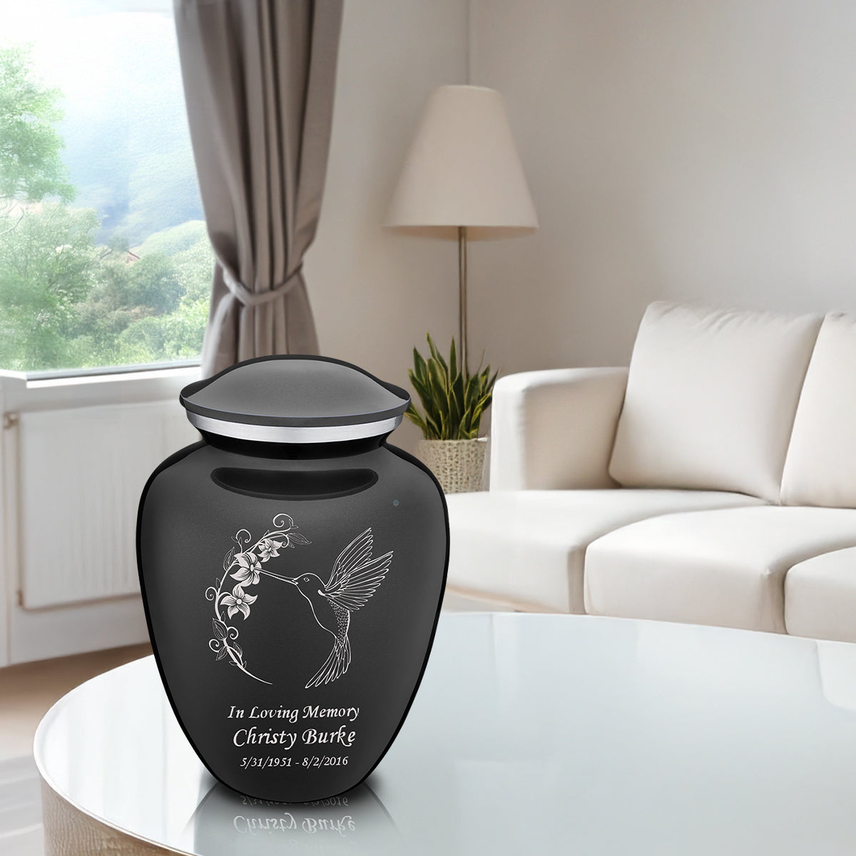 Adult Embrace Charcoal Hummingbird Cremation Urn