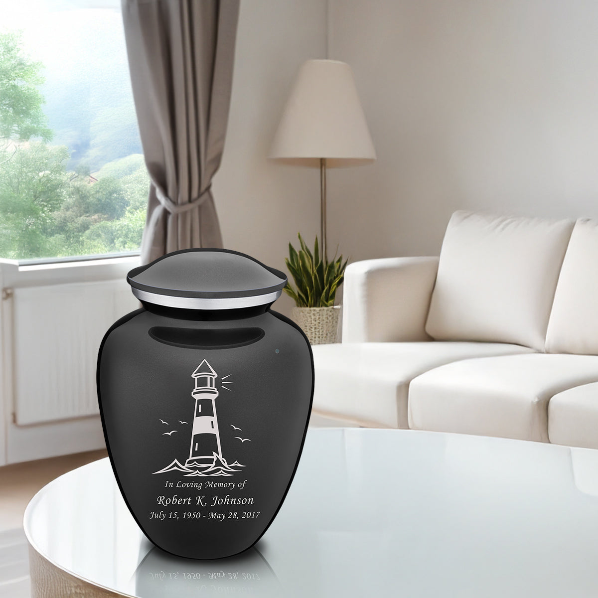 Adult Embrace Charcoal Lighthouse Cremation Urn