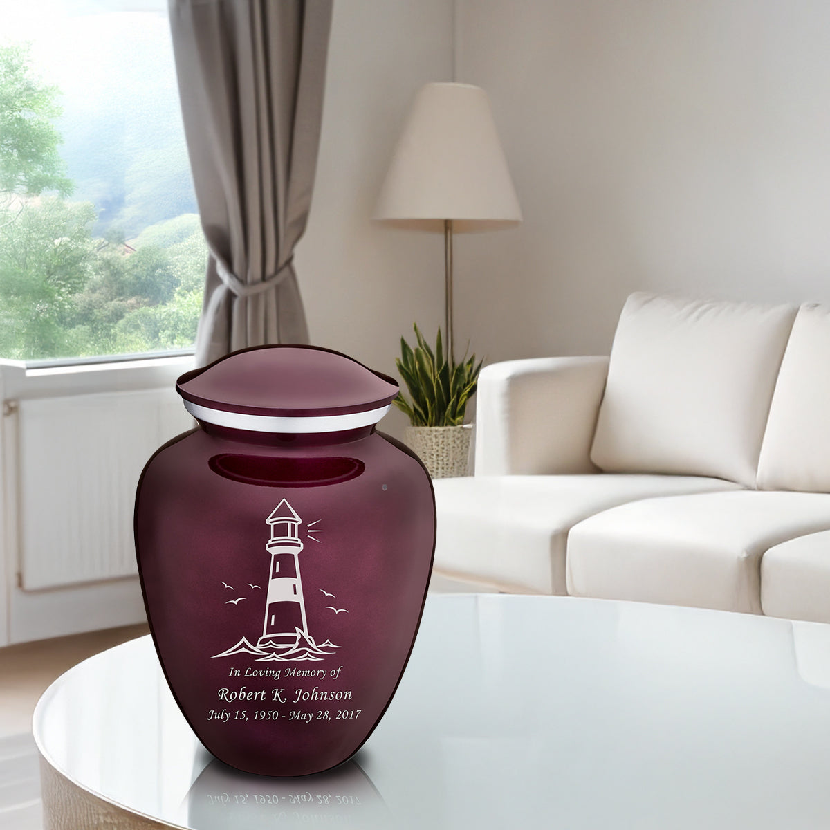 Adult Embrace Cherry Purple Lighthouse Cremation Urn