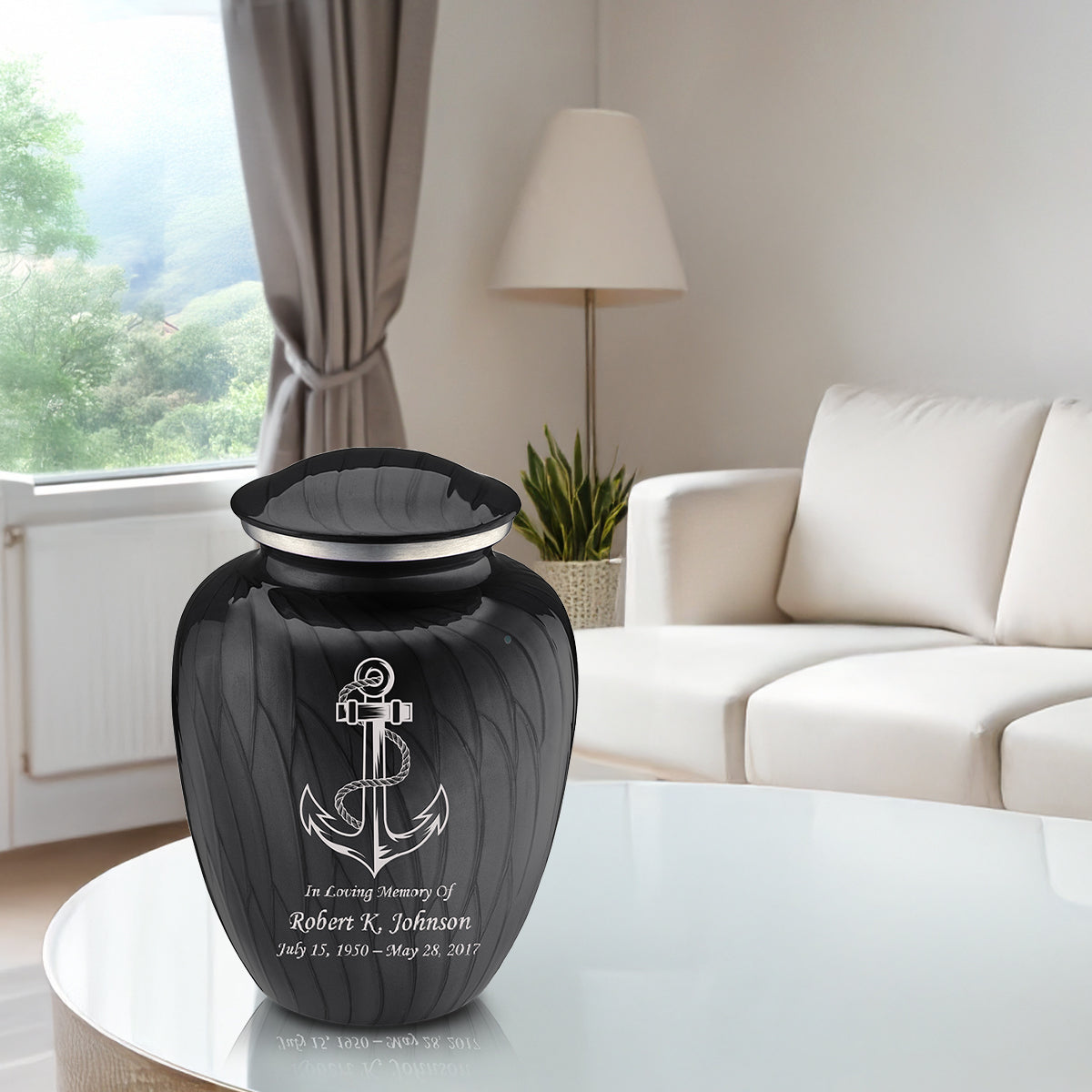 Adult Embrace Pearl Black Anchor Cremation Urn