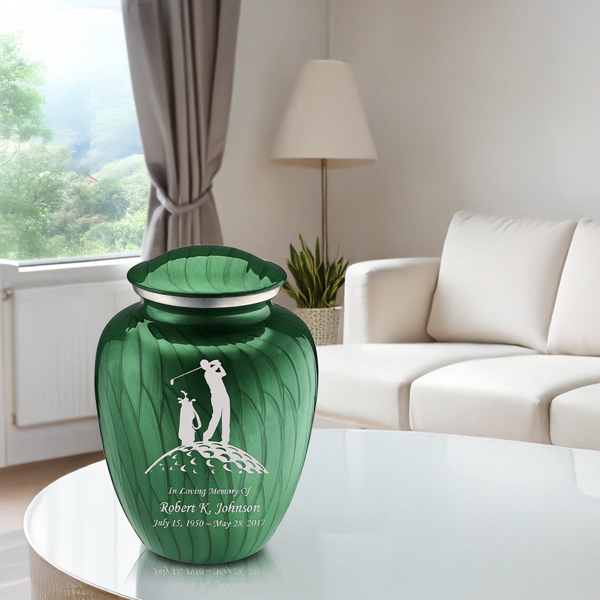 Adult Embrace Pearl Green Golf Cremation Urn