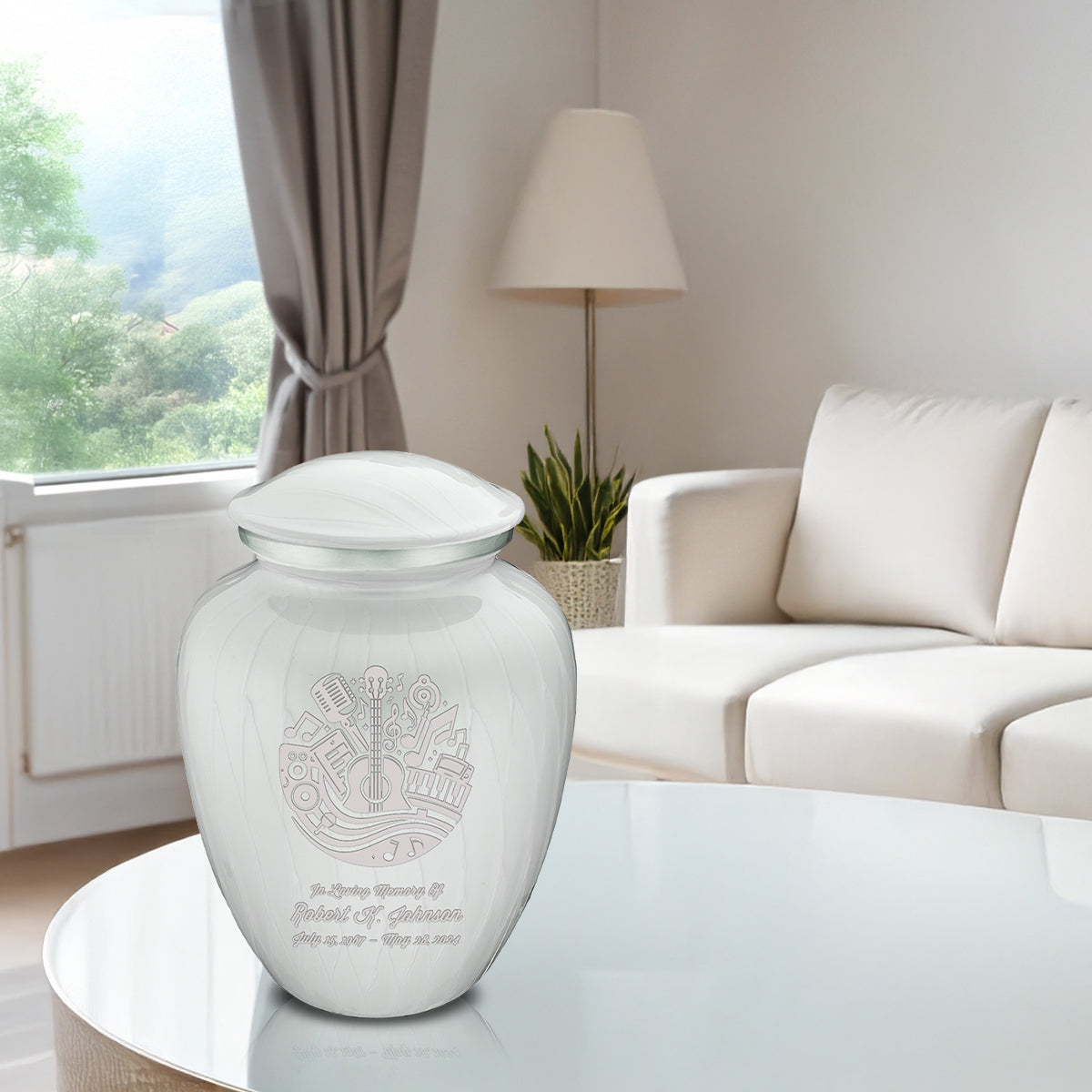 Adult Embrace Pearl White Music Cremation Urn