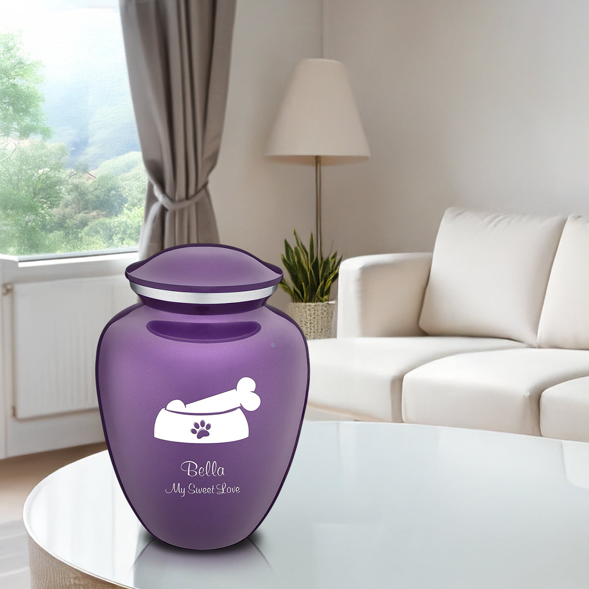 Large Embrace Purple Pet Dog Bone Cremation Urn