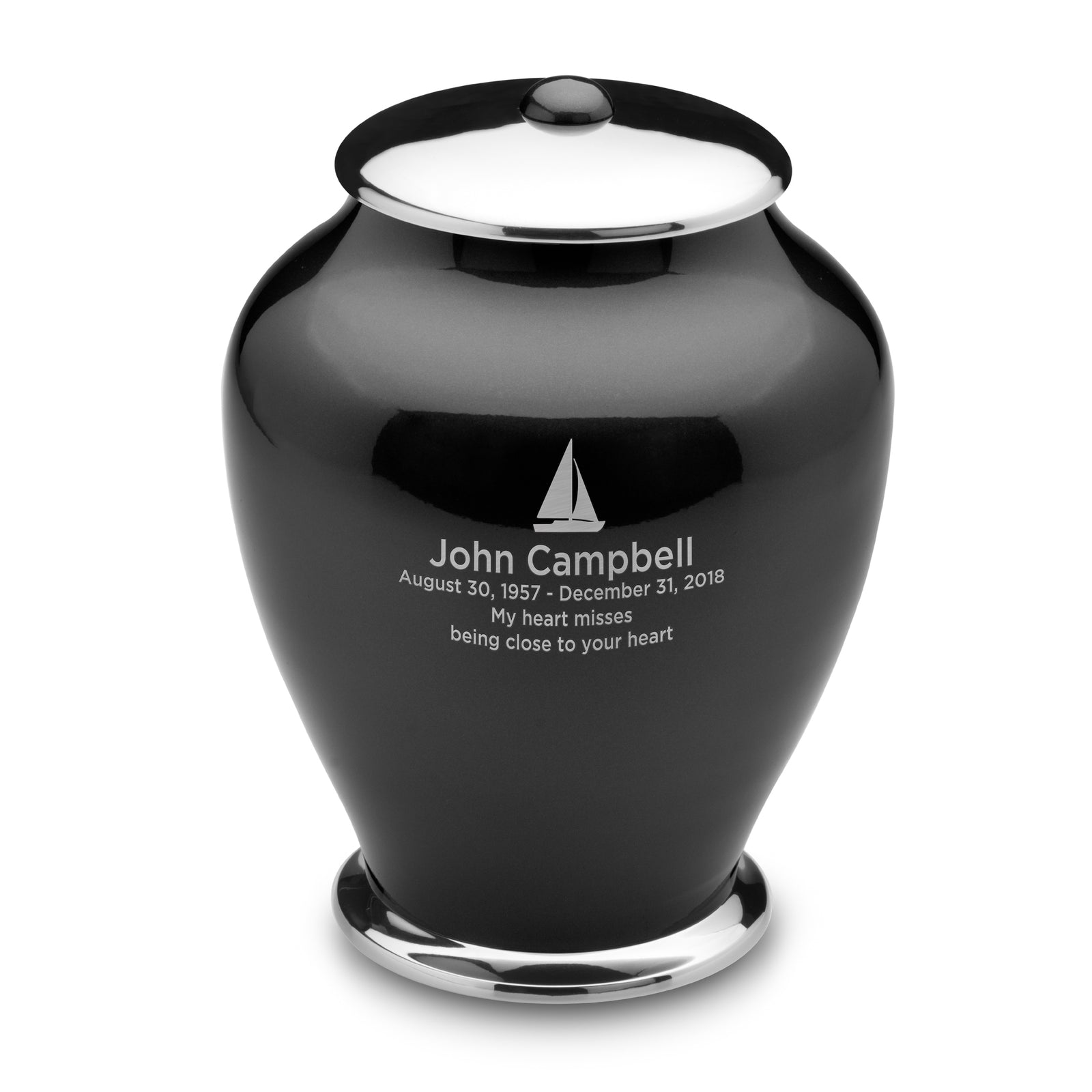 Adult Tall Simplicity Midnight Cremation Urn - COMFORT by LoveUrns