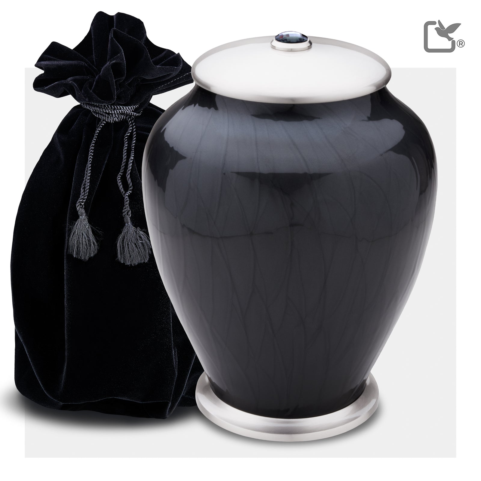 Adult Tall Simplicity Portrait Midnight Pearl Cremation Urn - COMFORT by LoveUrns